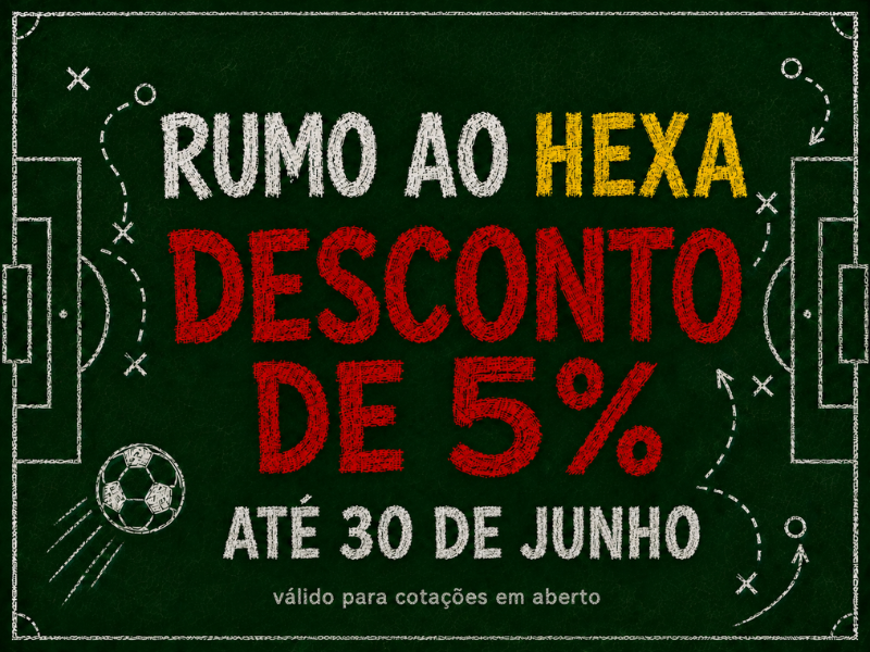 Rumo ao Hexa - desconto de 5% ate 30 de junho
